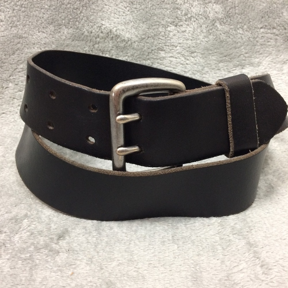 Vintage GAP Leather Belt Mens Black Double Prong USA Fits 30-34